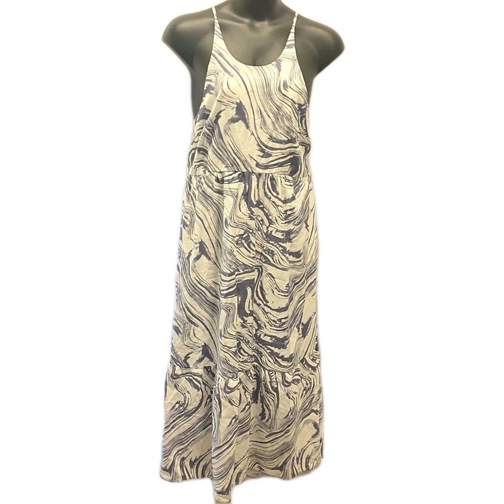 NWT A New Day Dress White Gray Marble Print Strappy Back Maxi XXL Resort Wear